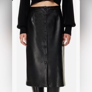High waist Faux leather Black midi skirt NWT